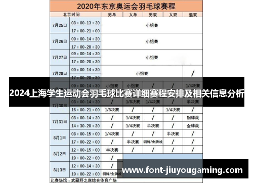 2024上海学生运动会羽毛球比赛详细赛程安排及相关信息分析